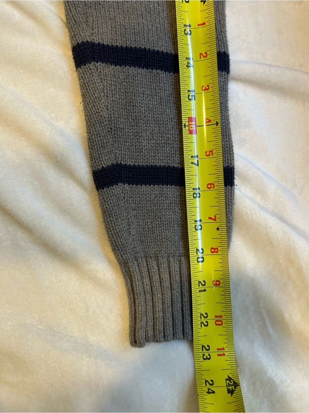 Polo Ralph Lauren Boys L 14-16 Gray Navy Striped Quarter Zip Sweater